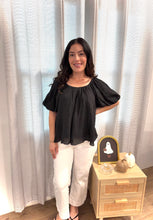 Load image into Gallery viewer, Black Puff Sleeve Blouse

