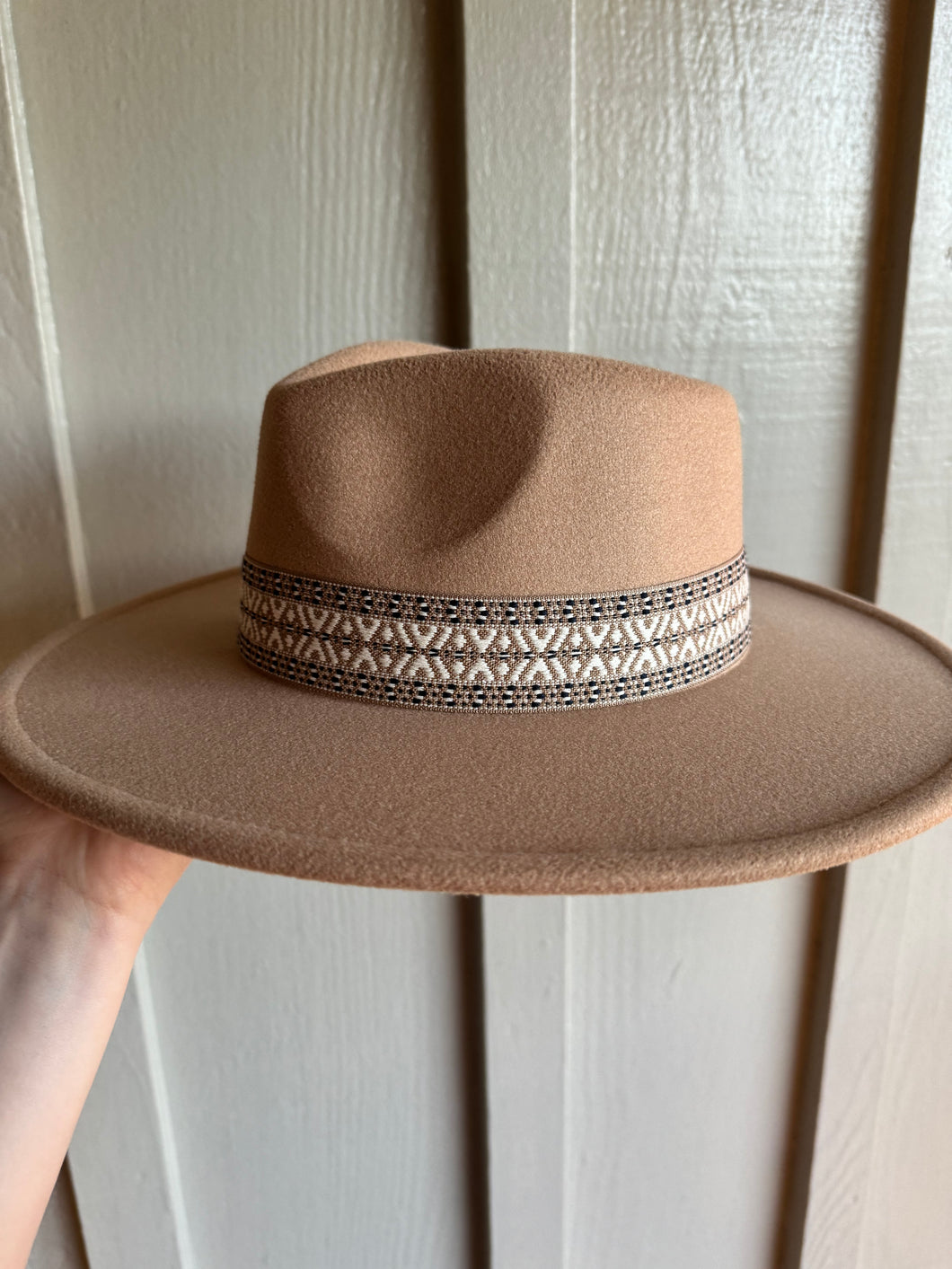 Tan Geometric Fedora