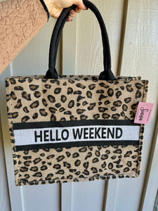 Hello Weekend Leopard Tote