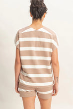 Load image into Gallery viewer, Beige Striped Top &amp; Short Set
