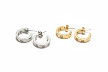 Load image into Gallery viewer, 14K Gold Dipped Rhinestone Hoops
