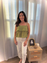 Load image into Gallery viewer, Olive Floral Eyelet Top
