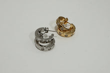 Load image into Gallery viewer, 14K Gold Dipped Rhinestone Hoops
