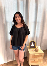 Load image into Gallery viewer, Black Puff Sleeve Blouse
