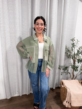 Load image into Gallery viewer, Olive Lace Button up Shirt

