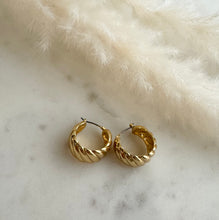 Load image into Gallery viewer, Croissant Gold Hoops
