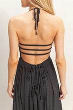 Load image into Gallery viewer, Black Smocked Halter Maxi Dress
