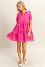 Load image into Gallery viewer, Hot Pink Puff Sleeve Dress
