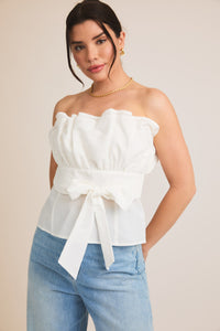 Cloud White Strapless Top