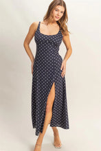 Load image into Gallery viewer, Navy Polka Dot Midi Dress
