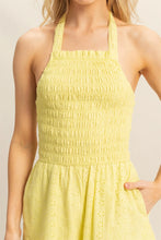 Load image into Gallery viewer, Yellow Eyelet Cotton Romper
