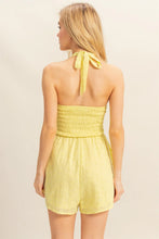 Load image into Gallery viewer, Yellow Eyelet Cotton Romper
