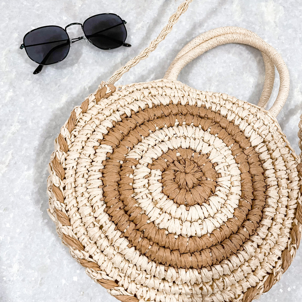 Tan Straw Summer Purse