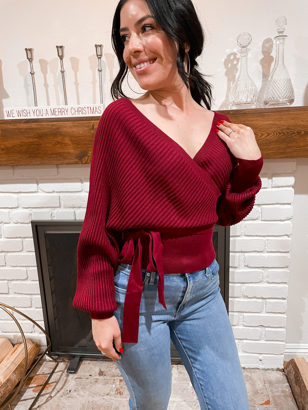 Cherry Wrap Sweater