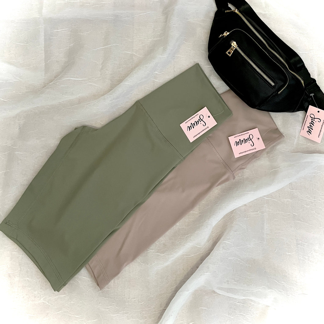 On The Run Biker Shorts-olive green