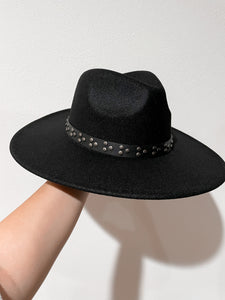 Studded Fedora Hat-Black