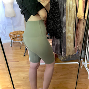 On The Run Biker Shorts-olive green